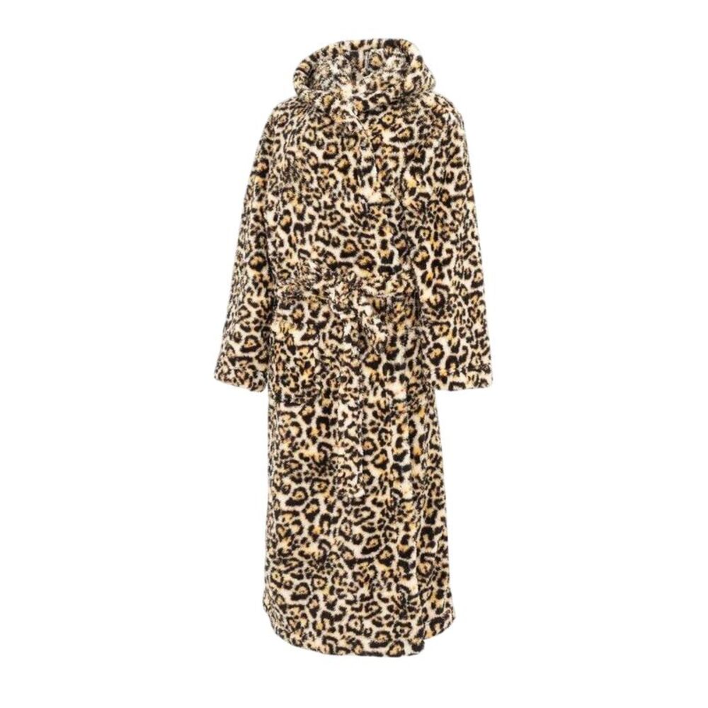 Linea Womens/Ladies Leopard Pattern Robe / Brown/Black - Picture 3 of 5